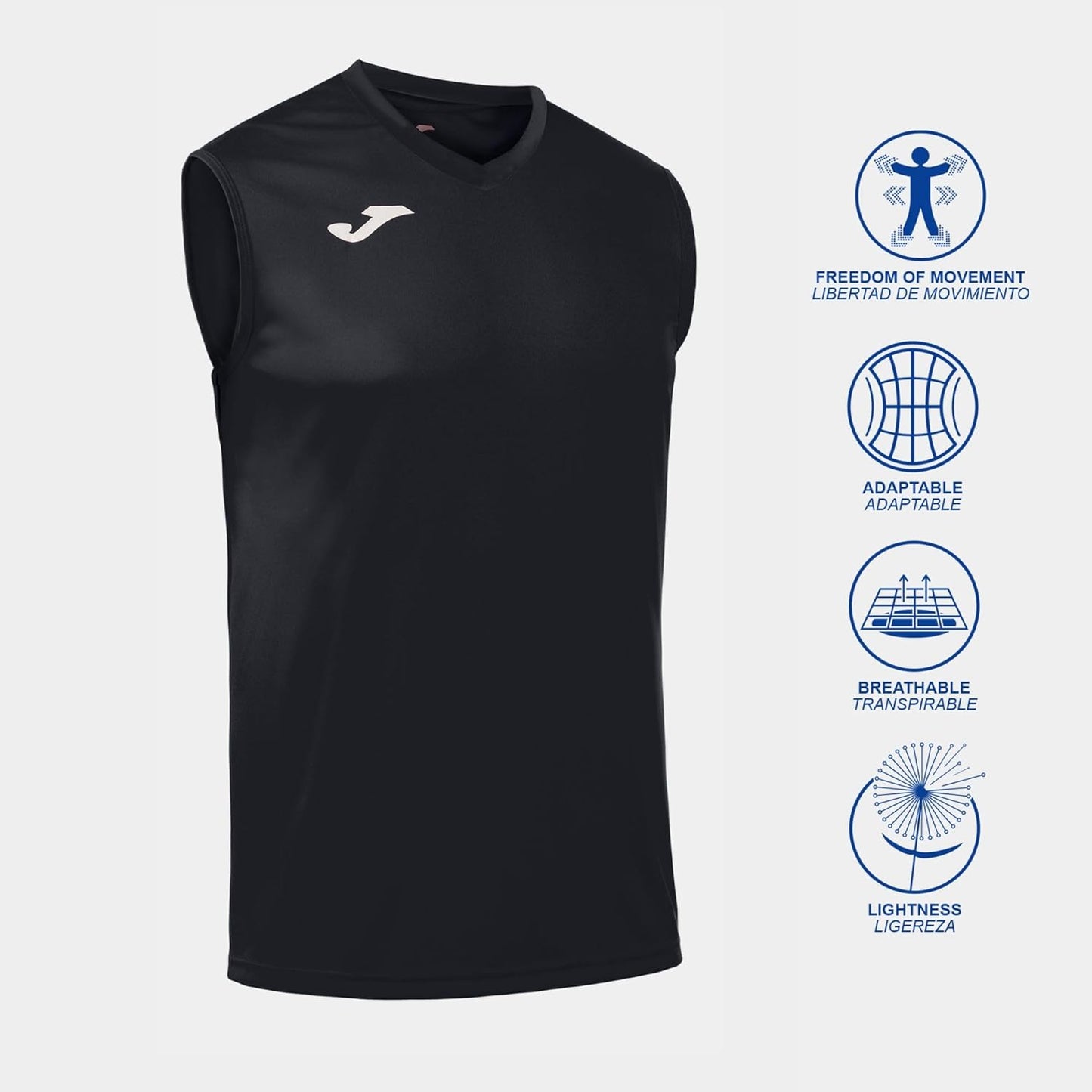 Joma - Camiseta Deportiva Sin Manga Hombre - Ligera y Transpirable Ideal para Todo Tipo de Deporte