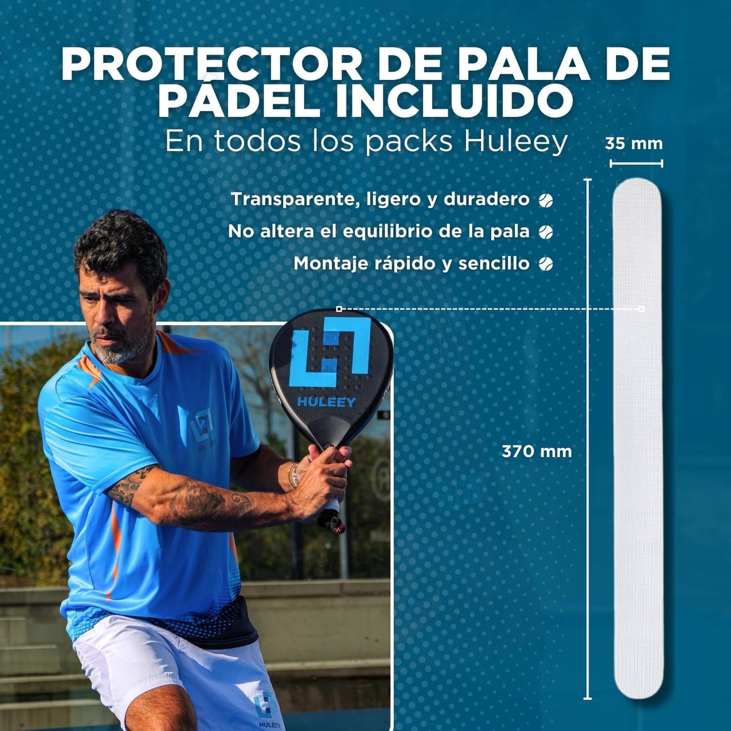 HULEEY Overgrips Pádel Extra Adherente-Grip Pádel Perforados-Antideslizante-Super Absorvente-Overgrips Tenis-Reduce Las Vibraciones-Incluye Protector Pala Transparente, Packs de 6/12/20/60,