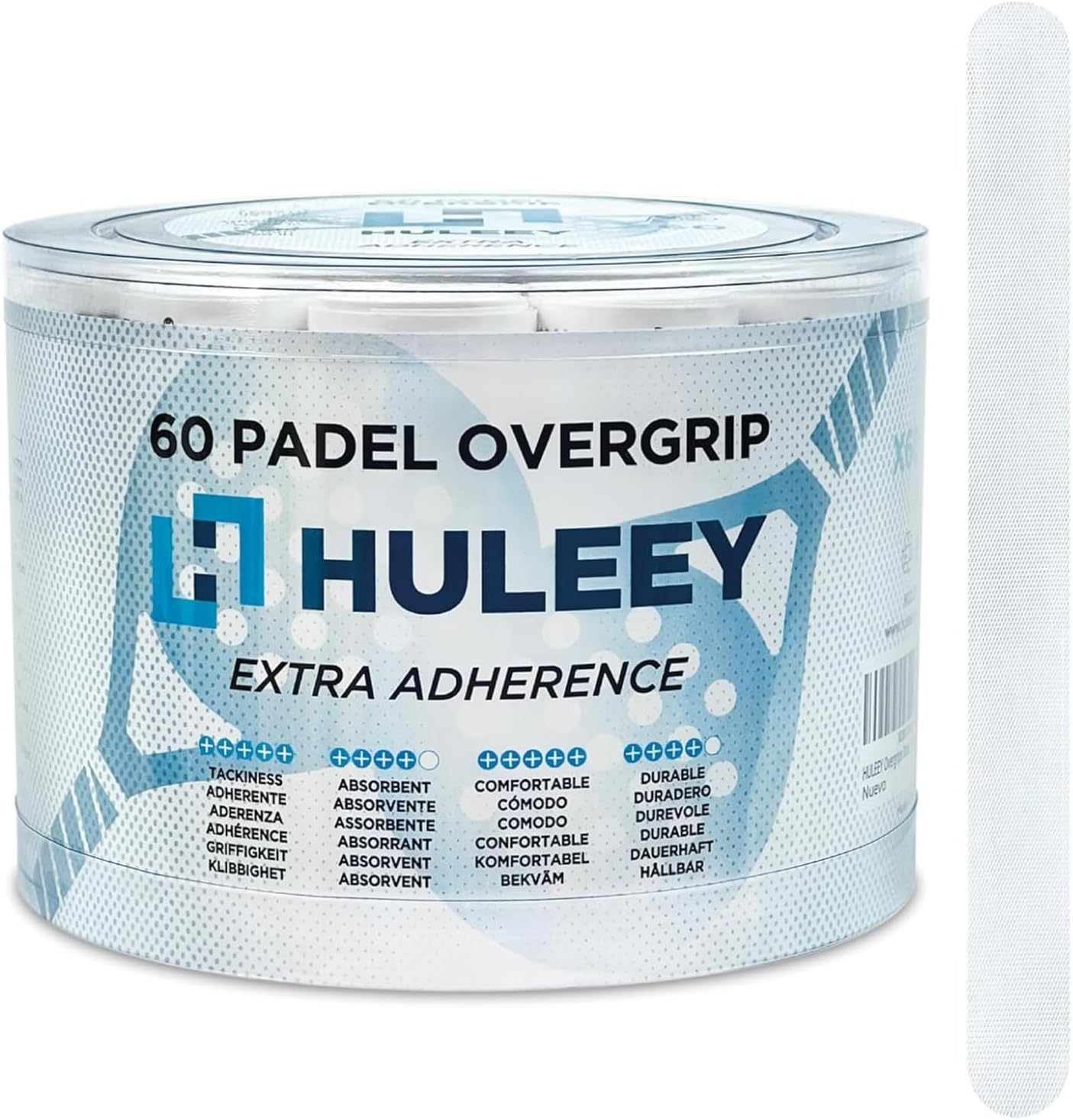 HULEEY Overgrips Pádel Extra Adherente-Grip Pádel Perforados-Antideslizante-Super Absorvente-Overgrips Tenis-Reduce Las Vibraciones-Incluye Protector Pala Transparente, Packs de 6/12/20/60,