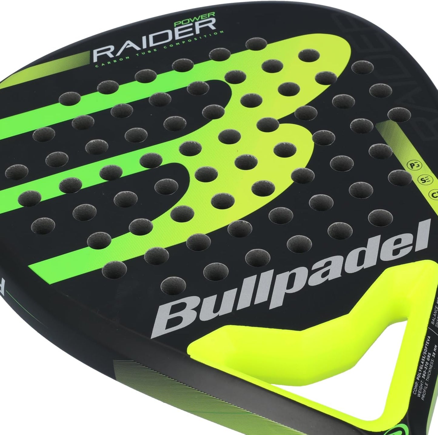 Bull padel Pala BULLPADEL Raider PWR pádel, Adultos Unisex, Multicolor (Multicolor), Talla Única