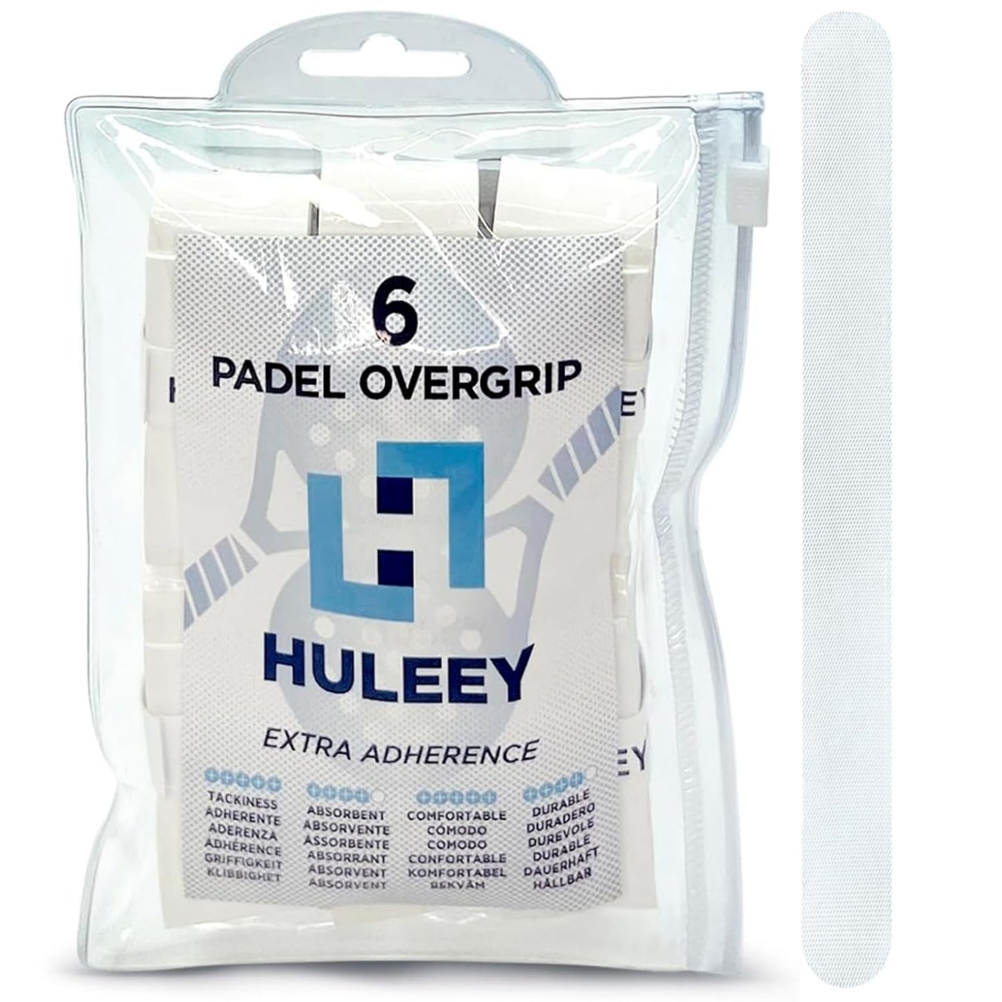 HULEEY Overgrips Pádel Extra Adherente-Grip Pádel Perforados-Antideslizante-Super Absorvente-Overgrips Tenis-Reduce Las Vibraciones-Incluye Protector Pala Transparente, Packs de 6/12/20/60,